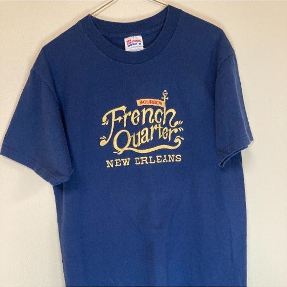 French Quarter T Shirt Medium Blue Bourbon Street New Orleans Embroidered